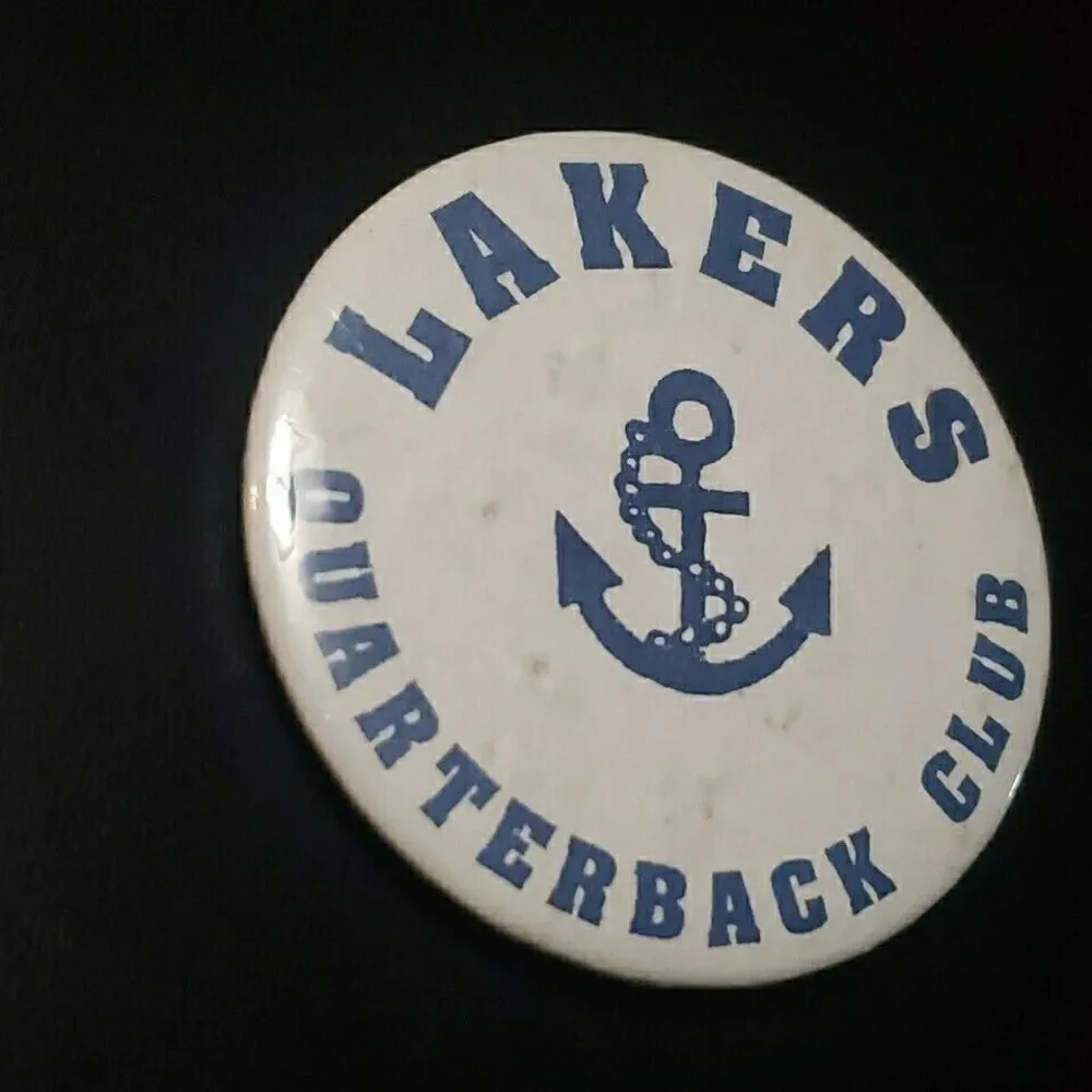 LSSU Lakers Quarterback Club Vintage Button Badge College Football Lake Superior